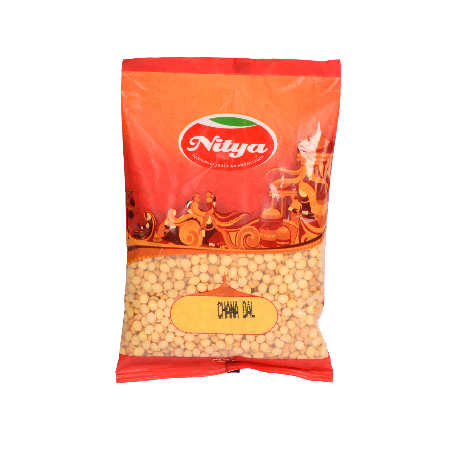 Front view of Nitya 1kg Chana Dal pack - premium quality bengal gram chana for Indian cooking