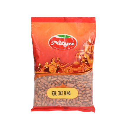 Front view of Nitya 1kg Rose Coco Beans pack - premium quality speckled beans for cooking