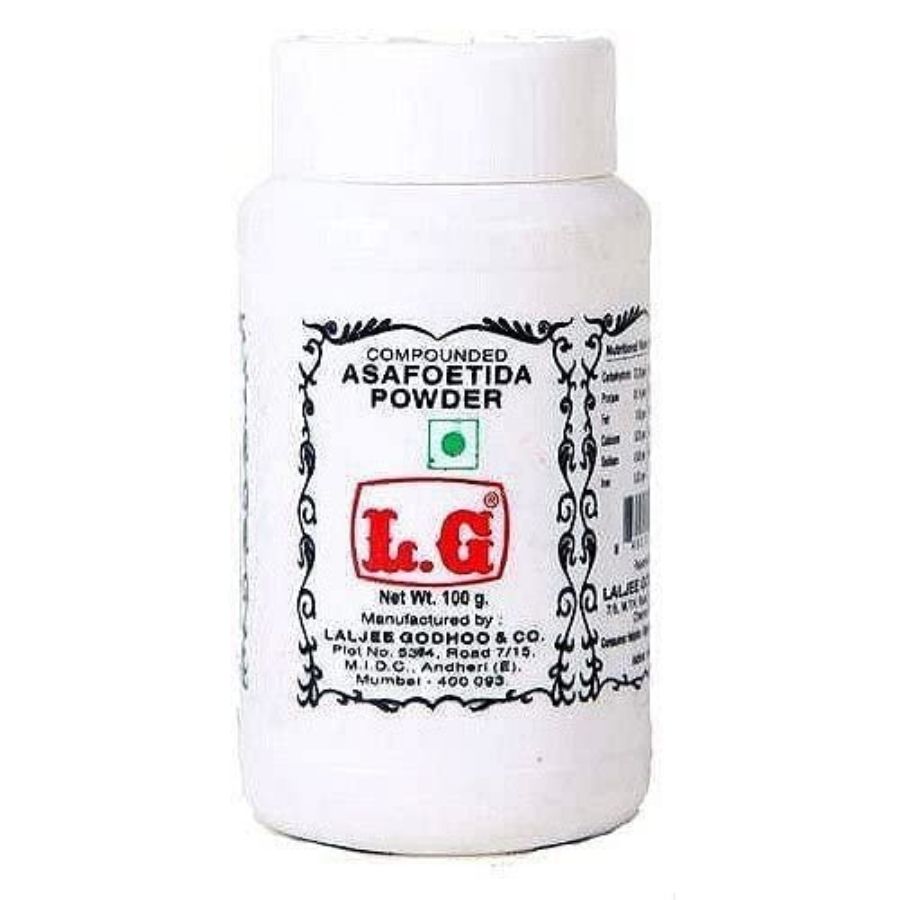 Front view of LG Compounded Asafoetida Powder 100g - premium quality asafetida hing.