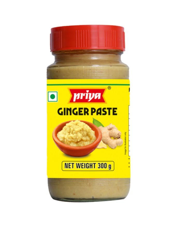 Front view of Priya Ginger Paste 300g jar - authentic ginger spice paste for cooking.