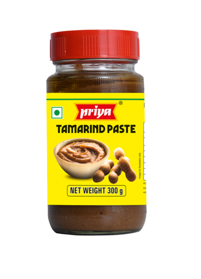 Front view of Priya’s Tamarind Paste 300g jar - premium authentic tamarind paste.